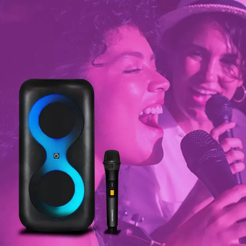 Pārnēsājams mūzikas centrs MANTA SPK0401B100 Bluetooth skaļrunis, 100 W maksimālā jauda, FM radio, karaoke, iebūvēts akumulators, X-BASS