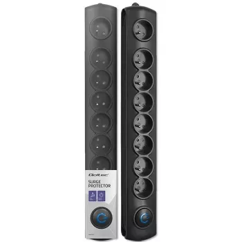 Pārsprieguma aizsargs Qoltec 50113 Melns 8 AC kontaktligzdas 230 V 1.8 m