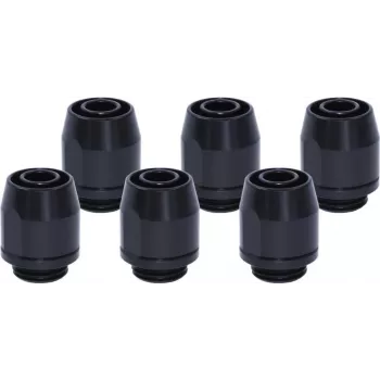 Alphacool HF skrūvējamais savienotājs TPV metāls - 12,7/7,6mm taisns - Melns - 6er komplekts (17454)