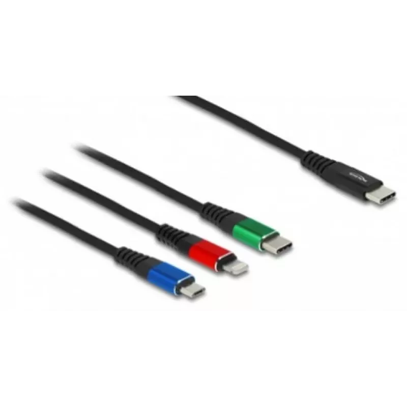 DeLOCK USB Lādēšanas Kabelis 3 in 1 USB Type-C uz Lightning Micro USB 1 m