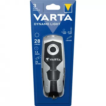 Varta Dynamo Light LED - rokas lukturītis - melns/pelēks - plastmasa - 3 gaismas diodes - 28 lm - 26 m
