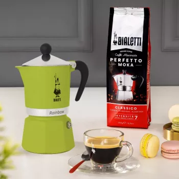 Bialetti Rainbow Moka krūze Melna, Zaļa