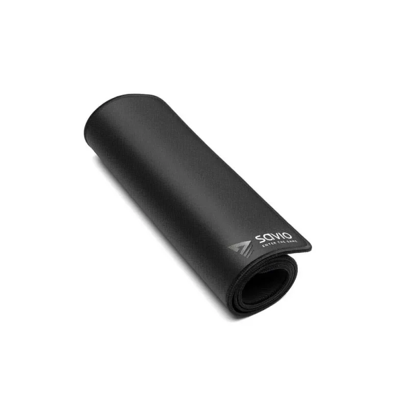 Gaming peles paliktnis SAVIO Black Edition Precision Control L — 700×300×3 mm, auduma virsma, gumijas neslīdoša pamatne, apšūtas malas