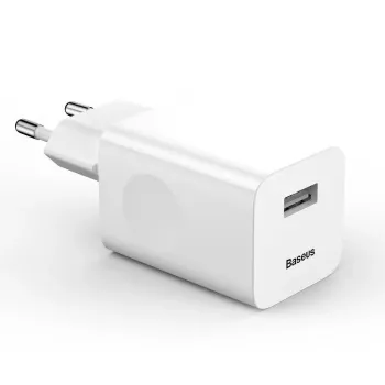 Lādētājs Baseus Quick Charger CCALL-BX02, 24 W max, USB Fast Charge 3.0, Balts, 100–240 V
