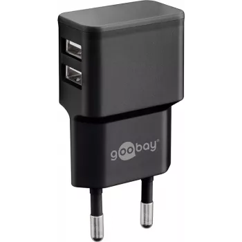 Wentronic goobay Divu USB lādētājs - Barošanas bloks - 12 vati - 2,4 A - 2 izejas porti (USB) - Melns (44951)