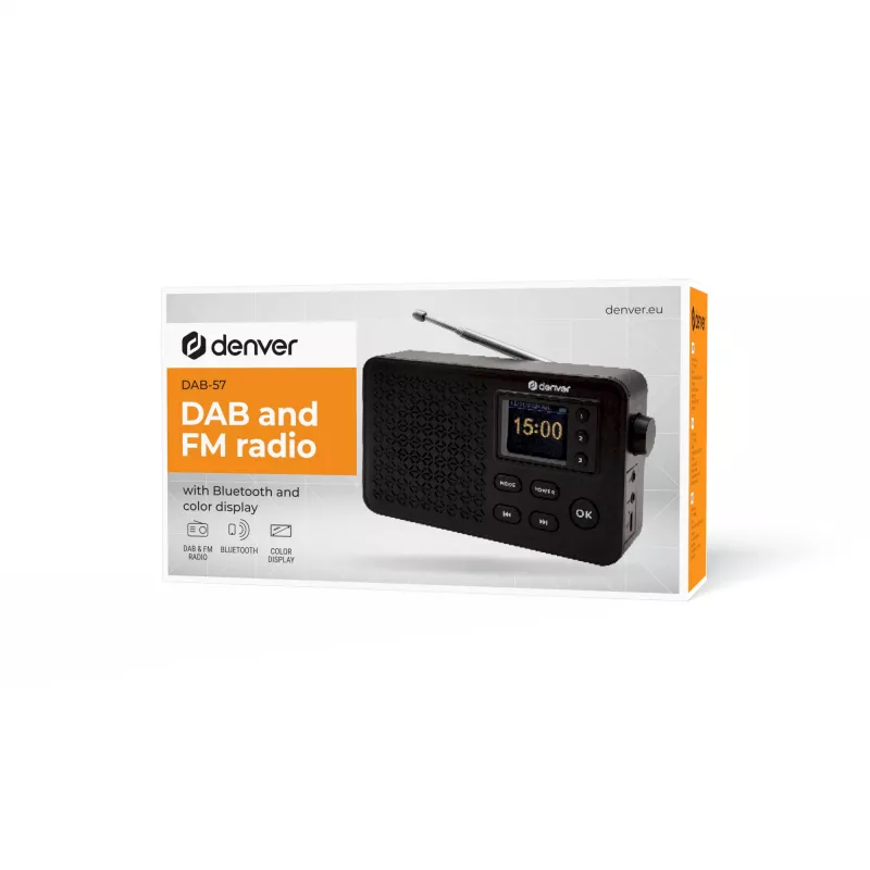 Denver DAB-57 pārnēsājamais DAB+ radio, melns