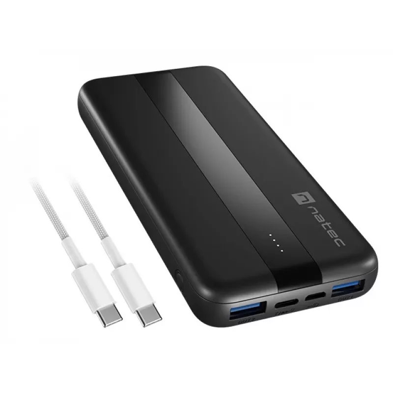 NATEC TREVI SLIM Q V2 Litija polimēra ārējais akumulators 10000 mAh Melns
