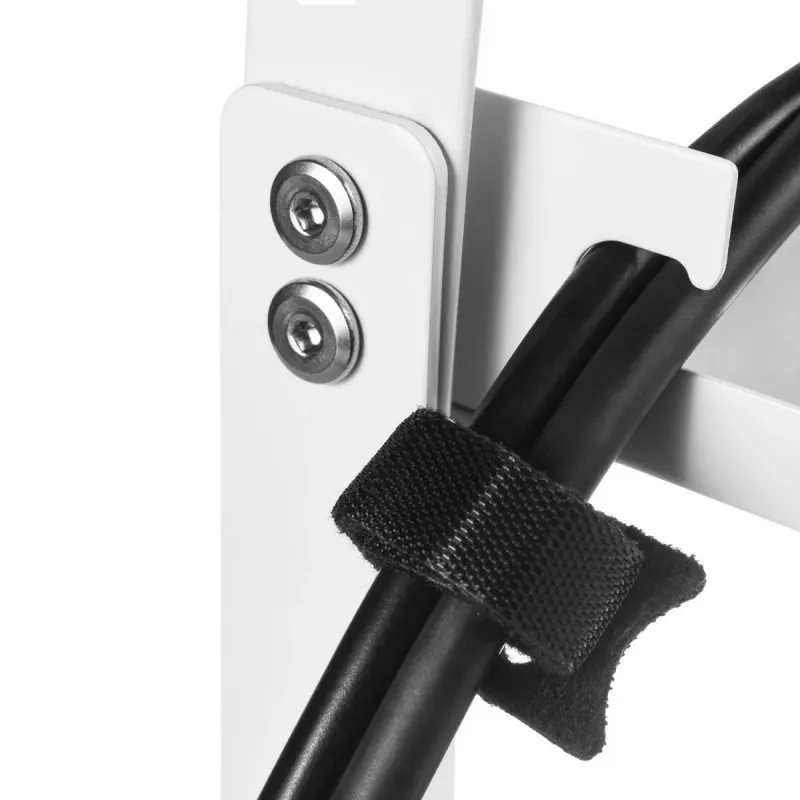 Kabeļu organizators zem galda MACLEAN MC-104 W, 2 līmeņu tērauda paliktnis, balts, max slodze 5 kg, der galdam 0.5–5 cm