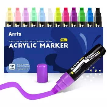 Akrila marķieri Arrtx LC303274 — 12 krāsas, smalka gala komplekts mākslai un amatniecībai