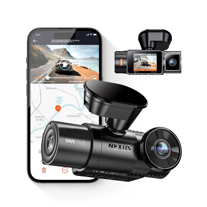 Auto DVR Vantrue N2X LTE — 2.7K Ultra HD, SONY STARVIS 2 IMX675 galvenā, 158° F/1.8, 2 kanāli, GPS, Wi‑Fi, IPS 2 collu ekrāns