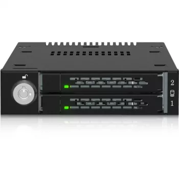 ICY DOCK ToughArmor MB834MK-B V2 — 2x M.2 NVMe uz 1x 3.5 inch nodalījumu mobilais grozs ar metāla slēdzeni un SlimSAS 4i savienotāju, melns