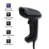 Rokas svītrkodu lasītājs QOLTEC 50863 — 1D/2D skeneris, USB vads, LED sensors, melns, 5V, 1.8 m kabelis
