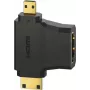 Hama 00305020 HDMI adapteris - no standarta A uz Mini C un Micro D, melns