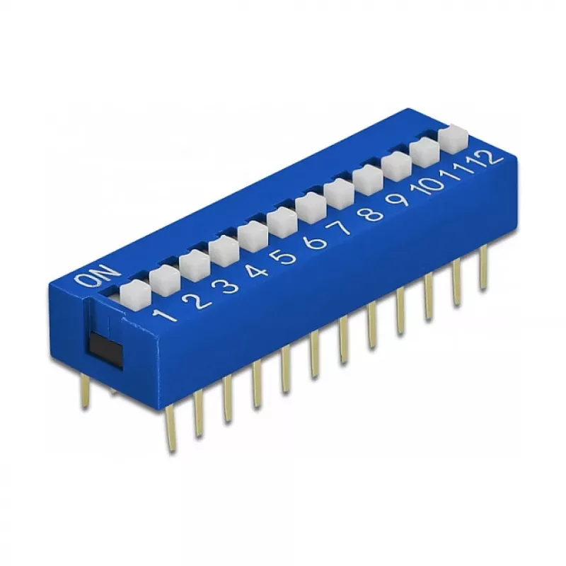DIP slēdzis PCB DELOCK 66388, zila plastmasa, 10 gab., 31.9×9.9×5.5 mm