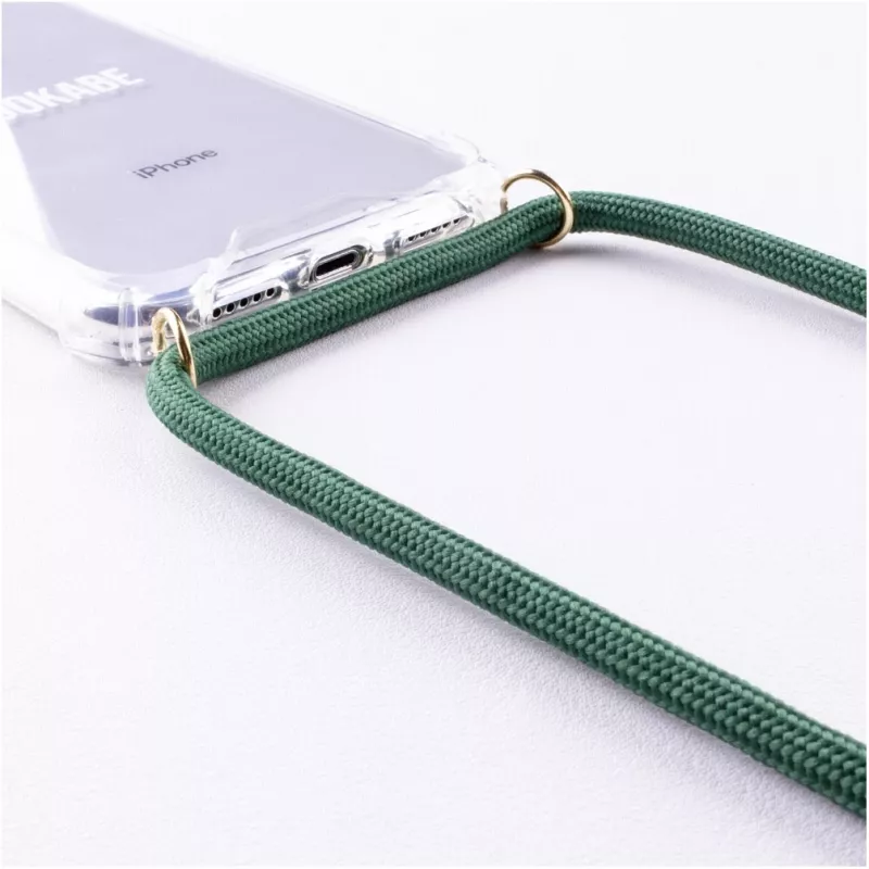 Phone necklace maciņš Lookabe iPhone X / Xs — zelts ar zaļu siksnu