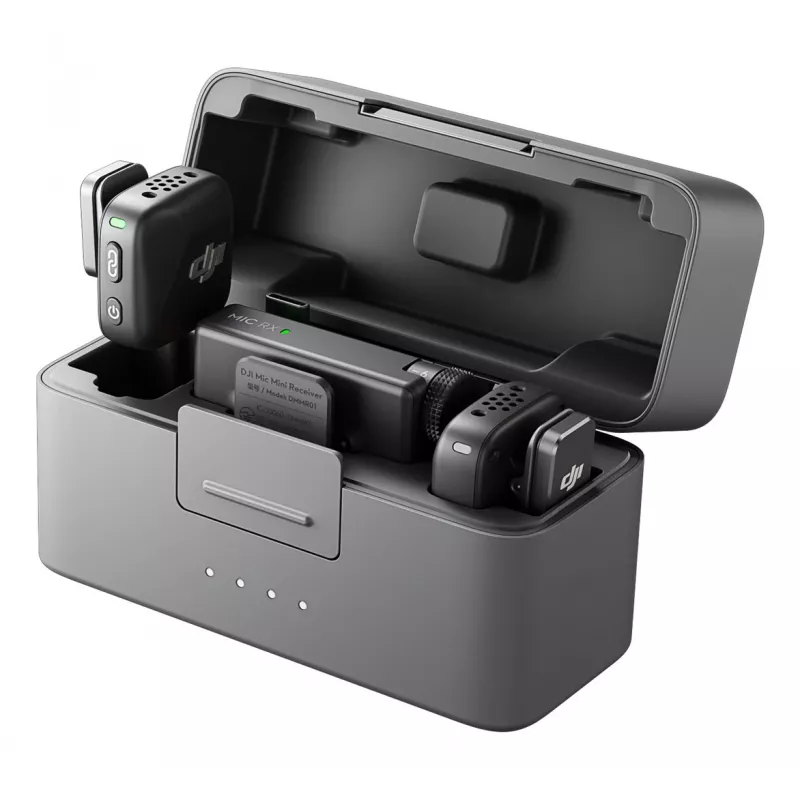 DJI Mic Mini (2 TX + 1 RX + Uzlādes futrālis) Bezvadu mikrofonu komplekts - Tumši pelēks