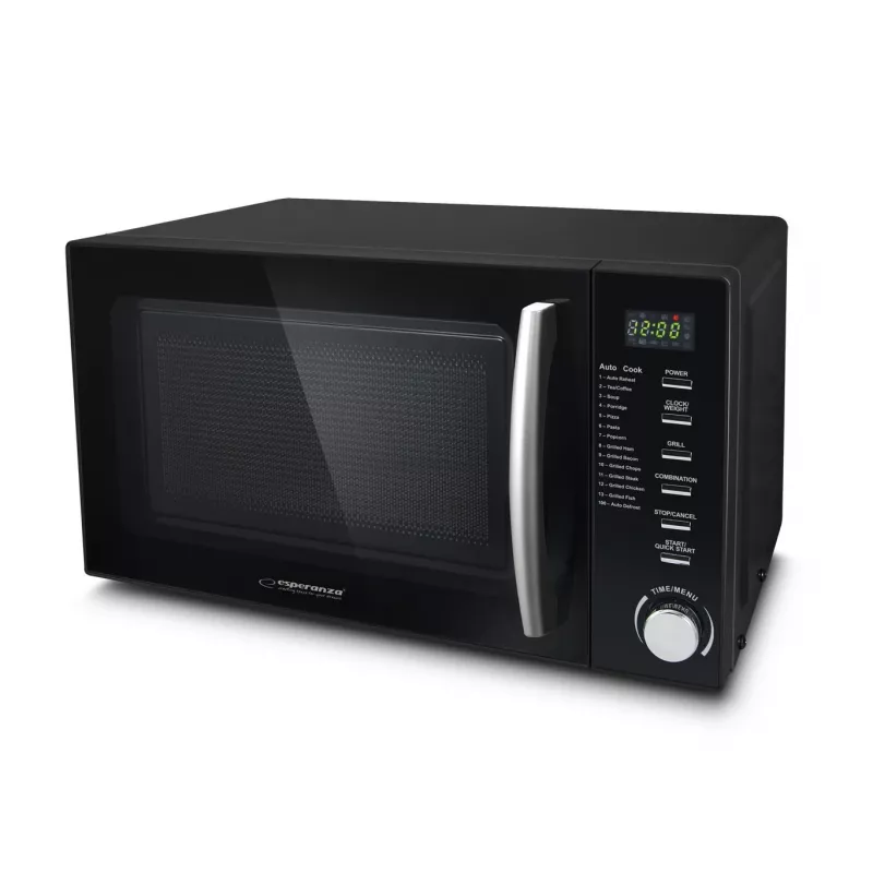 Kombinētā mikroviļņu krāsns ESPERANZA COCINERO 1200 W, 20 L, grils 900 W, LED displejs, novietojama uz galda, melna