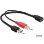 USB kabelis DeLOCK 83176 USB 3.2 Gen 1 0,3 m USB A (vīrišķais) uz 2 x USB A (sieviešu)