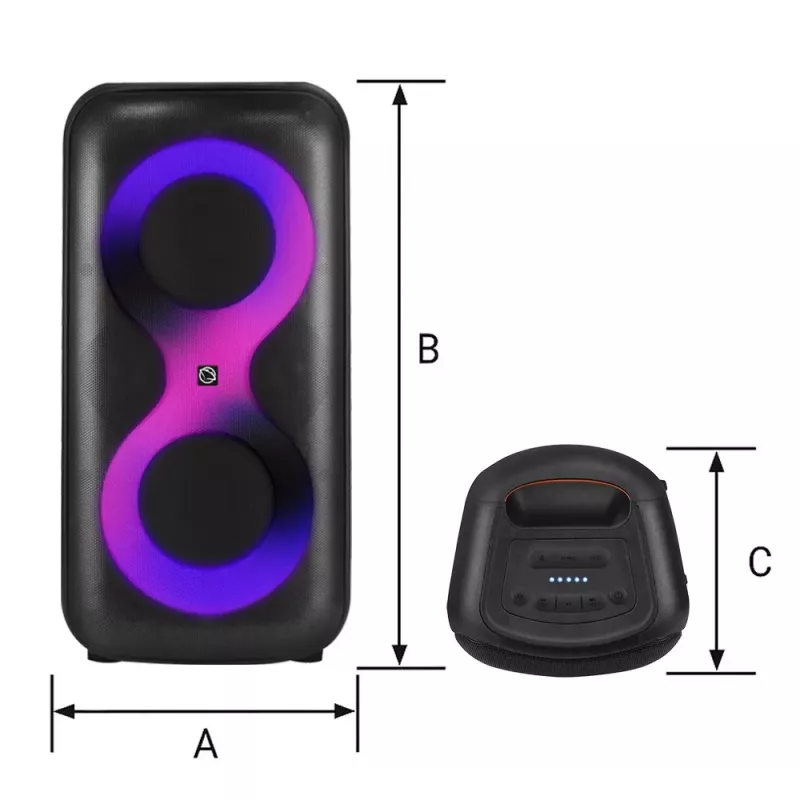 Pārnēsājams mūzikas centrs MANTA SPK0401B100 Bluetooth skaļrunis, 100 W maksimālā jauda, FM radio, karaoke, iebūvēts akumulators, X-BASS