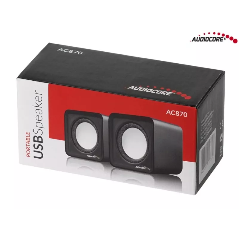 2-virzienu datora skaļrunis Audiocore AC870 B — 3 W RMS, vadu USB barošana, 3.5 mm ieeja, 2.0 kanāli