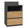 Naktsgaldiņš Top e shop M1 ANTRACĪTS/ARTISAN, Ozols, 2 atvilktnes, 400×320×590 mm