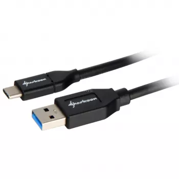 Sharkoon USB 3.2 Gen 2 kabelis USB-A ligzda > USB-C melns 1 metrs - datu kabelis