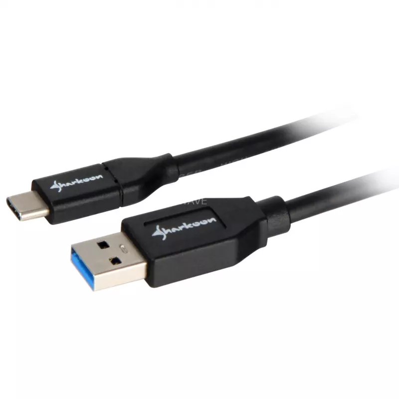 Sharkoon USB 3.2 Gen 2 kabelis USB-A ligzda > USB-C melns 1 metrs - datu kabelis