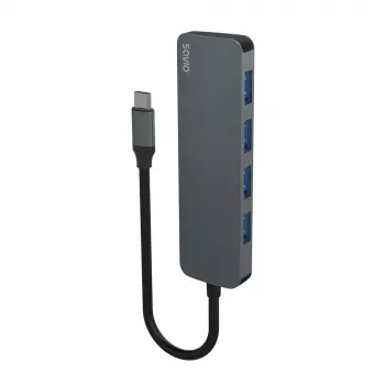 USB centrmezgls SAVIO AK-54 — 4 x USB-A (USB 3.2 Gen 1), USB-C saimnieks, melns