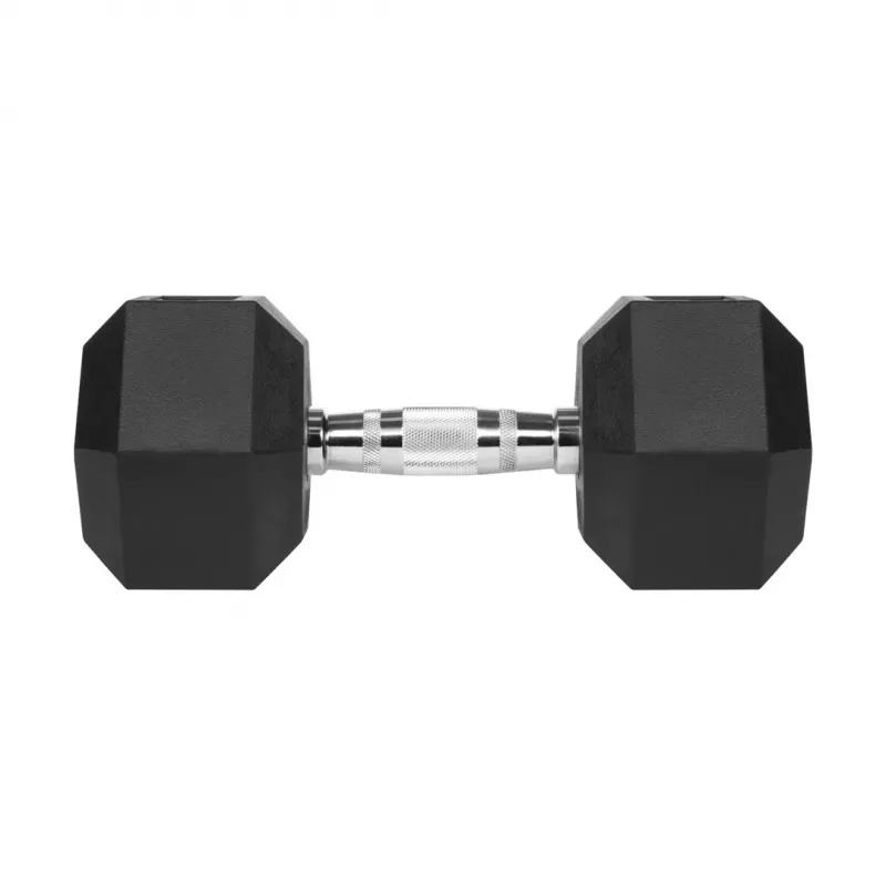 Rebel Active Hex gummas pārklājuma hanteles 15 kg — atsevišķa sešstūra hantele ar kompaktu rokturi