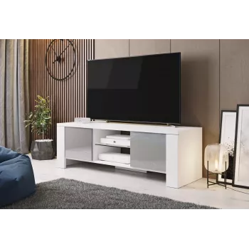Cama TV statīvs WEST 42/130/42 balts/pelēks glancēts