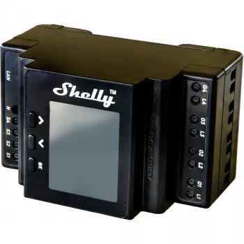 DIN-slīdņu releju modulis Shelly 4Pro PM 4-kanālu Wi‑Fi, 4 kanāli, AC 110–240V, jaudas un enerģijas mērīšana, DIN stiprinājums