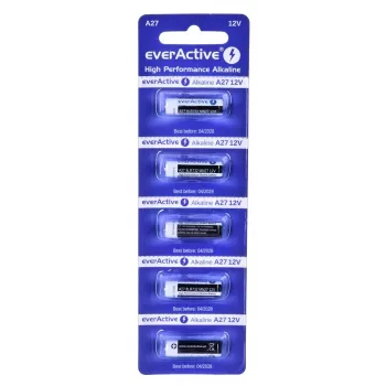 Akumulatora bateriju komplekts everActive 27A5BL, sārma, 12 V, cilindrisks, 5 gab., 27.3 × 7.62 mm