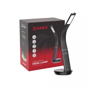 Galda lampa Hawk HW-LAMP02 Melna — regulējams spilgtums, regulējama roka