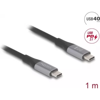 USB kabelis DeLOCK 81191 USB4 Gen 2x2 1m USB-C melns pelēks