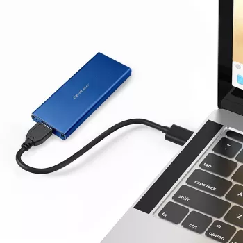 Ārējais M.2 SATA SSD korpuss QOLTEC 51832 — USB 3.0, 4 sloti, zils, līdz 2TB, 30 mm