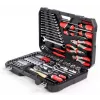 Mehāniķa instrumentu komplekts YATO YT-38901 — 122 daļas, uzgriežņu atslēgas 12–32 mm, griežņi, skrūvgrieži, āmurs, knaibles, hromēts