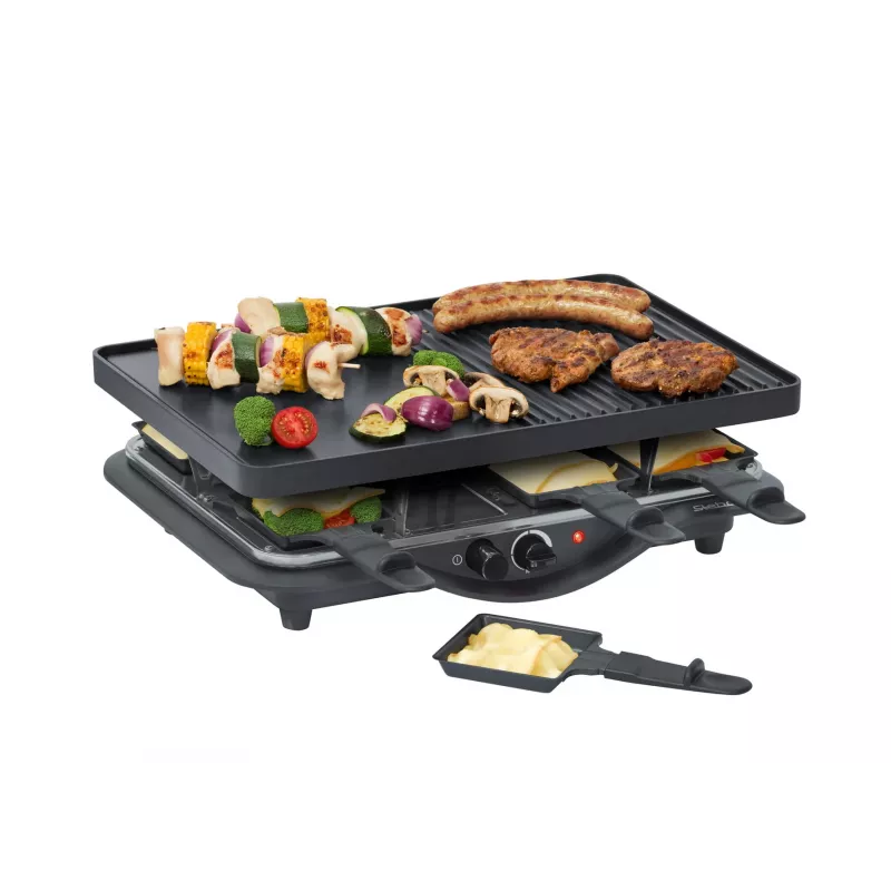 Steba RC 28 čuguna raclette grils, 1400 W, 8 pannu komplekts, melns