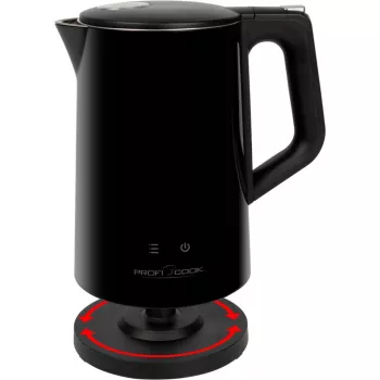 Elektriskā tējkanna ProfiCook PCWKS1243 — 1,7 L, 2200 W, temperatūras kontrole 50–100°C, melna
