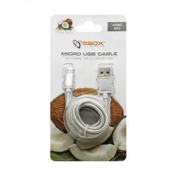 Sbox USB -> Micro USB vīriešu/vīriešu 1.5m balts USB-10315W