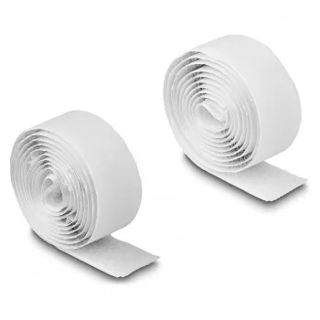 DeLOCK Pašlīmējošā līmlentes komplekts ar āķiem un cilpām 1 m x 20 mm balts