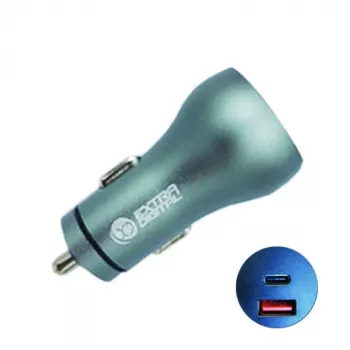 Auto lādētājs USB 3.0 + Type-C: 12-24V, 36W, QC3.0 + PD