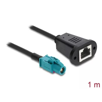 Koaksiālais kabelis DELOCK 90700 — 1 m, HSD Z līdz RJ-45, melns/zils