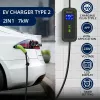 Qoltec Mobilais EV Auto Lādētājs Regulējams 2in1 Type2 | 7kW | 230V | CEE 3 PIN | Wi-Fi | LCD | Pārnēsājams | Wallbox | 5m