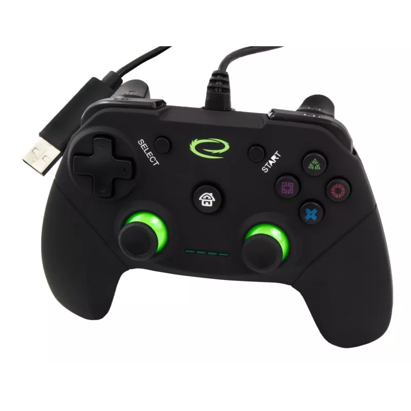 Spēļu kontrolieris ESPERANZA EGG110K vadu USB ar vibrāciju, 12 pogām, 1,5 m kabelis — PC un PS3