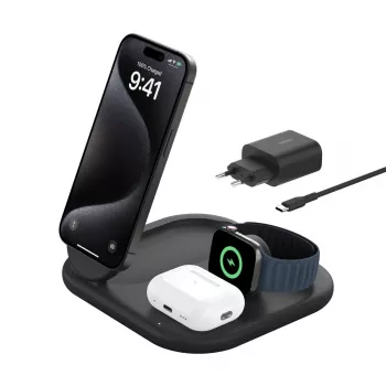 Belkin BoostCharge Headphones Charger bezvadu ātrais lādētājs USB Type-C melns