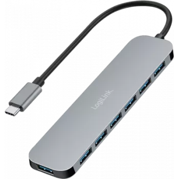 LogiLink USB-C Centrmezgls, 7 Porti, USB 3.2 Gen 1, 7x USB-A Alumīnijs (UA0457)