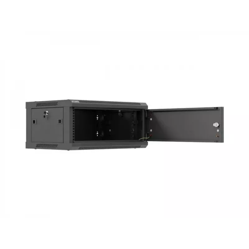 Sienas stiprinājuma 19 collu skapis LANBERG 4U 600x450 mm melns ar metāla durvīm