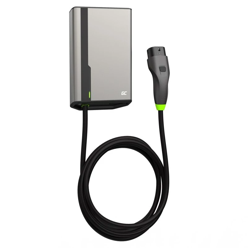 Green Cell HabuDen EVGC021B2250 Wallbox elektroauto uzlādes stacija 22 kW 32A, Type 2, 5 m kabelis, NFC, Bluetooth, Wi-Fi, alumīnijs