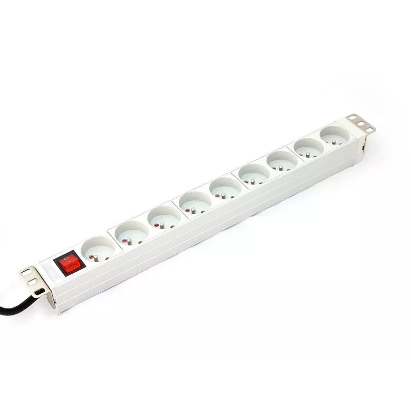 Strāvas sadales bloks PDU Digitus A-19-STRIP-4-IMP, 1U, 9 kontaktligzdas, 10A, 250V, balts