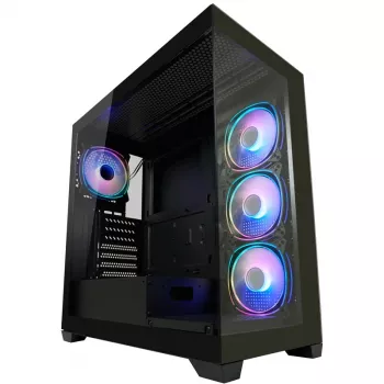 LC-Power korpuss MidiTower 715B melns USB 3.2/Audio bez barošanas bloka SEAMLESS_X (LC-715B-ON)